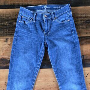 7 For All Mankind Sz 25 Straight Leg Jeans Medium Wash Stretch Denim